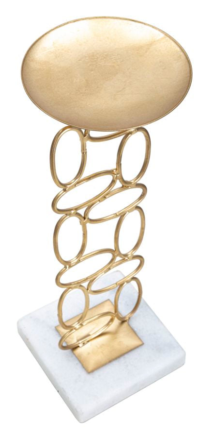 Suport Lumanare Mauro Ferretti Bubbles  10X10X27  cm, Auriu/Alb
