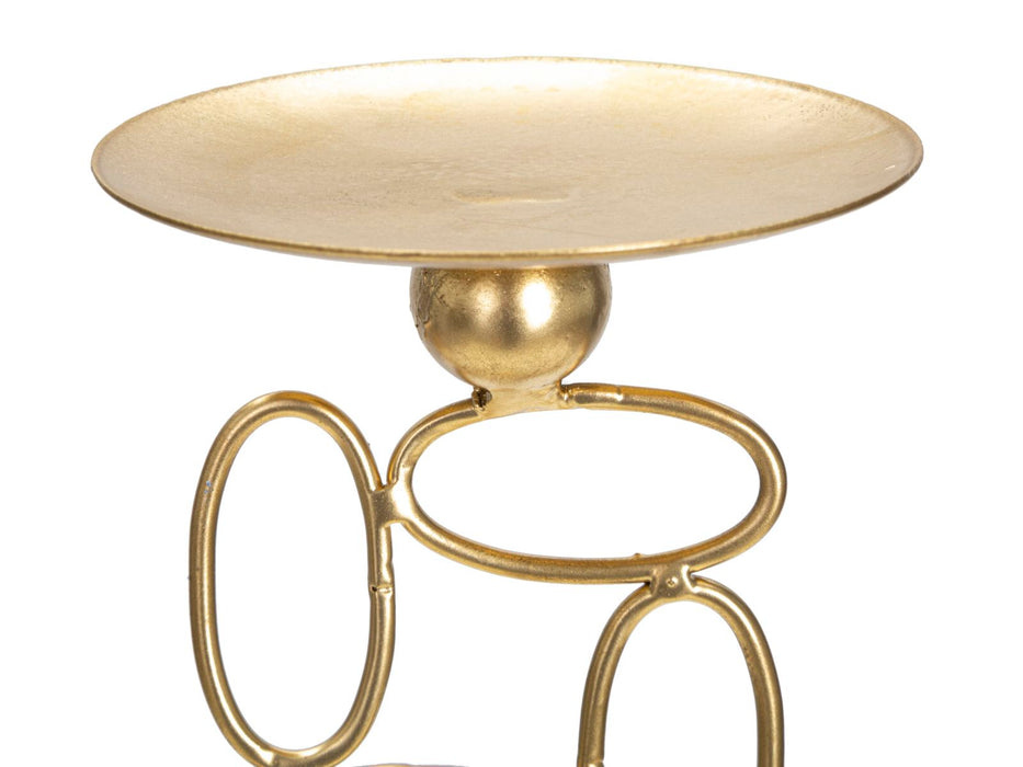 Suport Lumanare Mauro Ferretti Bubbles  10X10X27  cm, Auriu/Alb