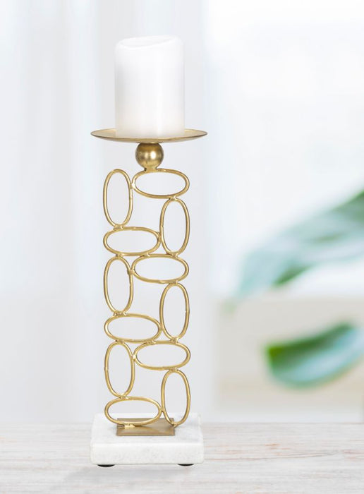 Suport Lumanare Mauro Ferretti Bubbles  10X10X27  cm, Auriu/Alb