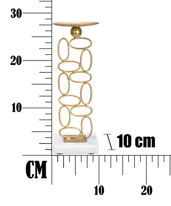 Suport Lumanare Mauro Ferretti Bubbles  10X10X27  cm, Auriu/Alb