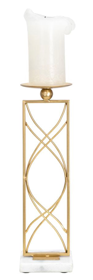 Suport Lumanare Mauro Ferretti Exy  10X10X35  cm, Auriu/Alb