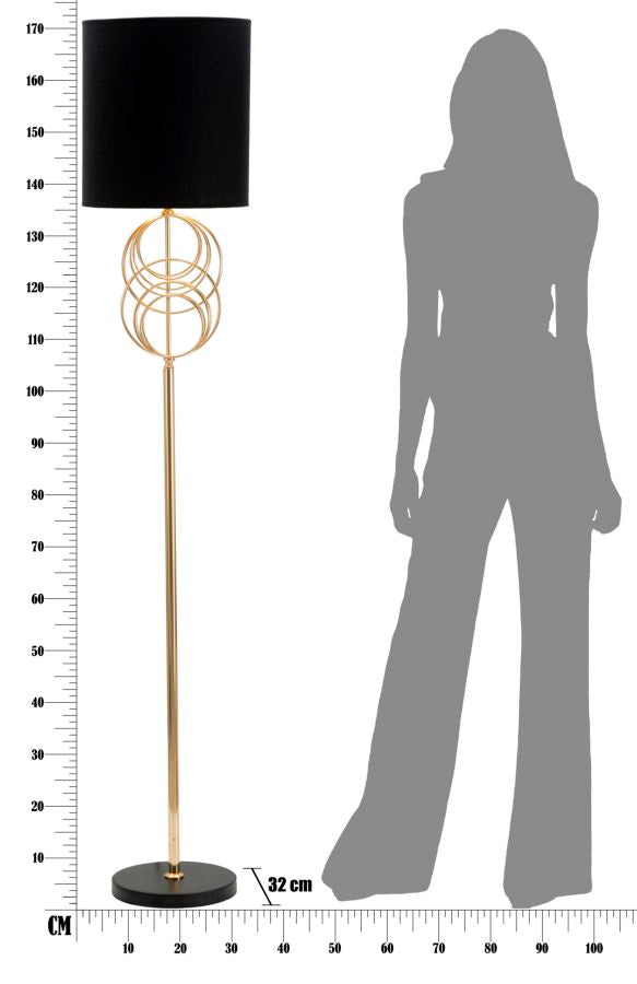 Lampadar Mauro Ferretti Circly  Ø 35X171 cm, Auriu/Negru