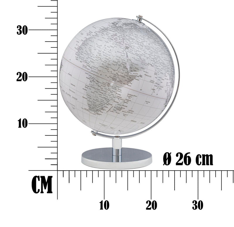 Decoratiune Glob Pamantesc Mauro Ferretti Globe White  Ø 25X34 cm, Alb / Argintiu
