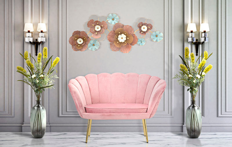 Canapea 2 Locuri Mauro Ferretti Vienna Pink  130X74X84 cm, Alb /Auriu