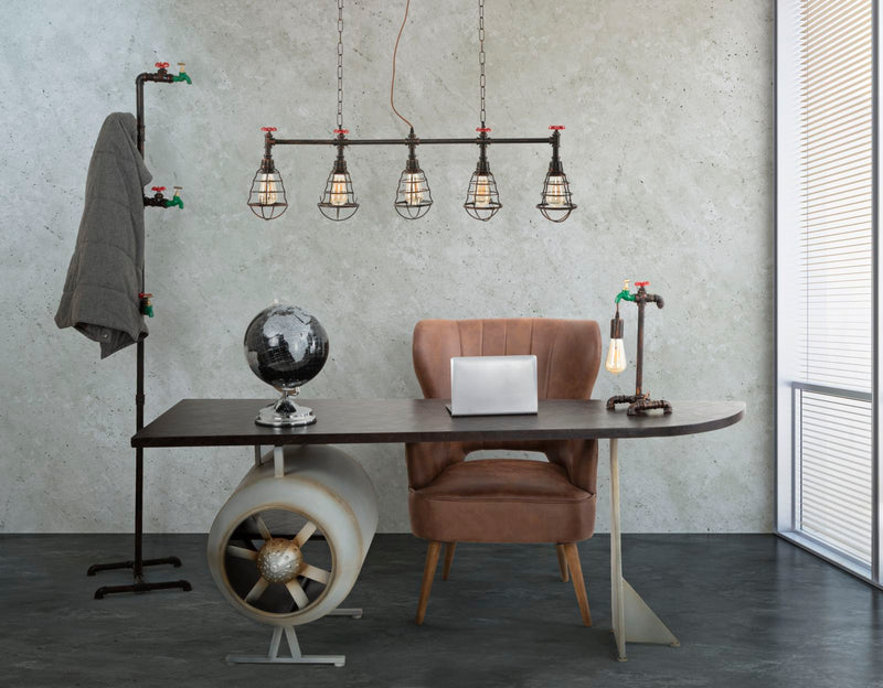 Birou Industrial & Scandinav Mauro Ferretti desk Aviator  181X70,5X71 cm, Negru/Gri
