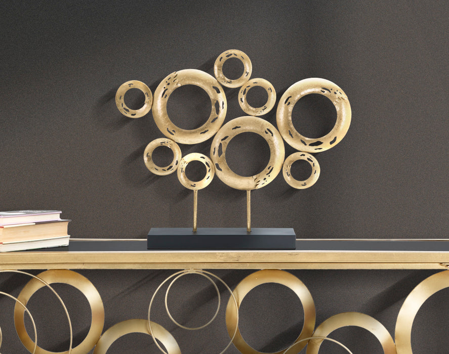 Decoratiune Panel Mauro Ferretti A Circles 49X7X41 cm, Auriu/ Negru