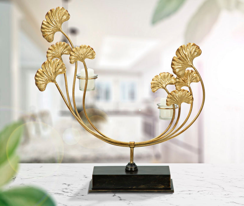 Suport Lumanare Mauro Ferretti Glam Iris  50X12X55 cm, Auriu/ Negru