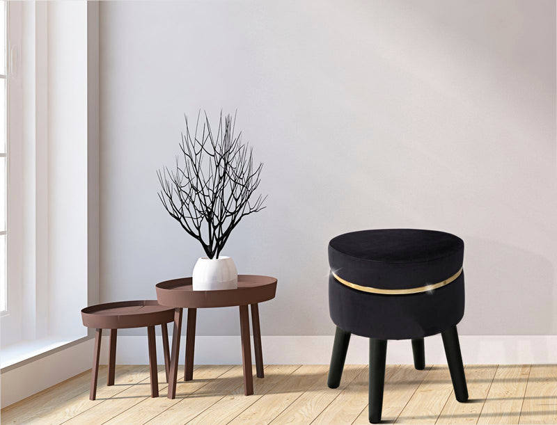 Taburet Mauro Ferretti Paris Negru Ø 35X40, 5 cm, Negru/Auriu