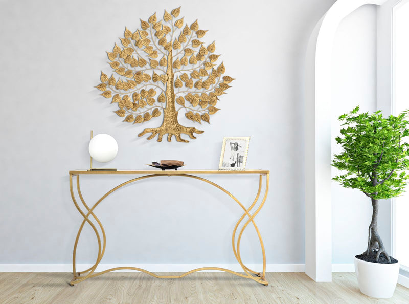 Consola Mauro Ferretti Sunshine  130X40X75 cm, Auriu/Negru