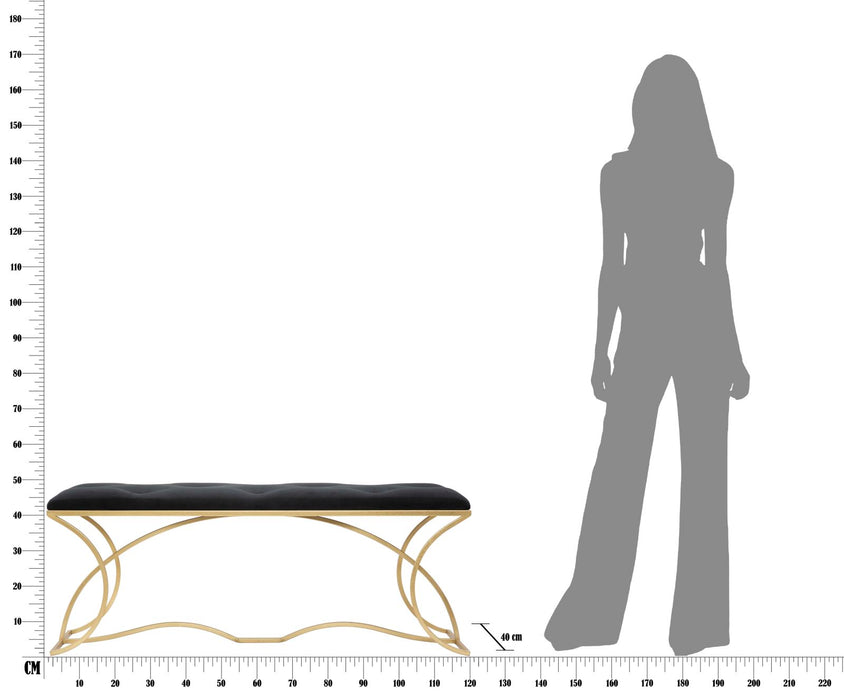 Bancheta Mauro Ferretti Sunshine  120X40X45 cm, Auriu/Negru