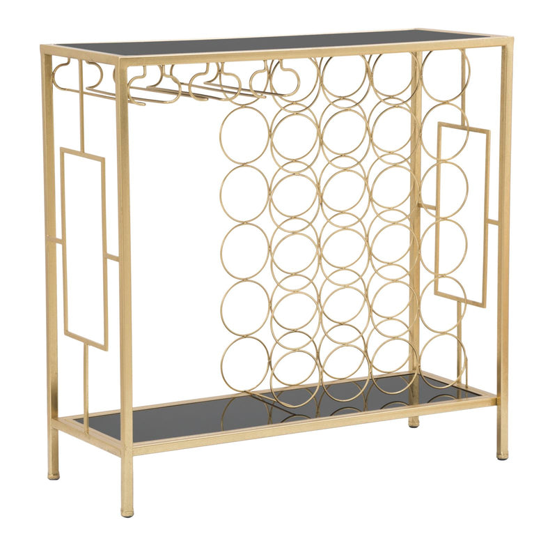 Consola Mauro Ferretti Bottle Holder Glam 76X30X75 cm, Auriu/Negru