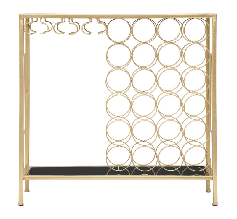 Consola Mauro Ferretti Bottle Holder Glam 76X30X75 cm, Auriu/Negru