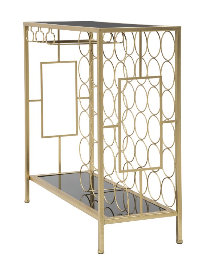 Consola Mauro Ferretti Bottle Holder Glam 76X30X75 cm, Auriu/Negru