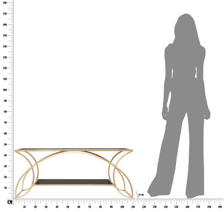 Masuta Cafea Mauro Ferretti Sunshine  110X60X45 cm, Auriu/Negru