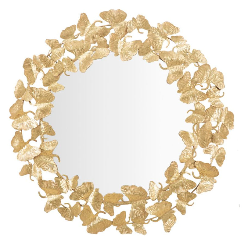 Oglinda decorativa Mauro Ferretti Leaf Round  Ø 87X2,5 cm, Auriu