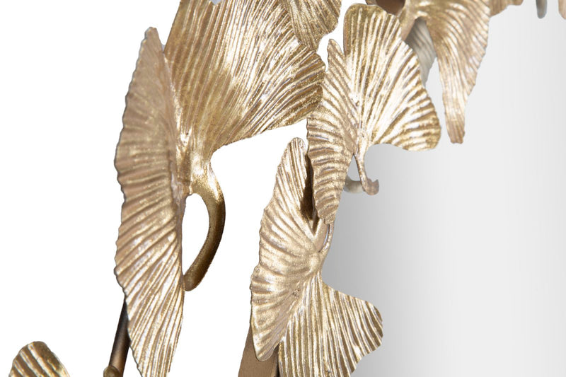 Oglinda decorativa Mauro Ferretti Leaf Round  Ø 87X2,5 cm, Auriu