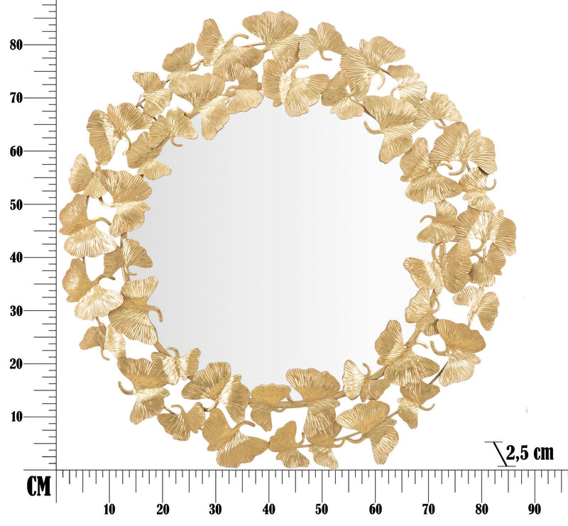 Oglinda decorativa Mauro Ferretti Leaf Round  Ø 87X2,5 cm, Auriu