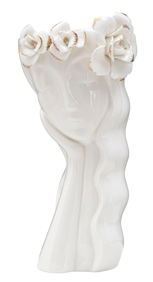 Vaza Mauro Ferretti Woman Cute  14,8X13X29  cm, Alb / Auriu