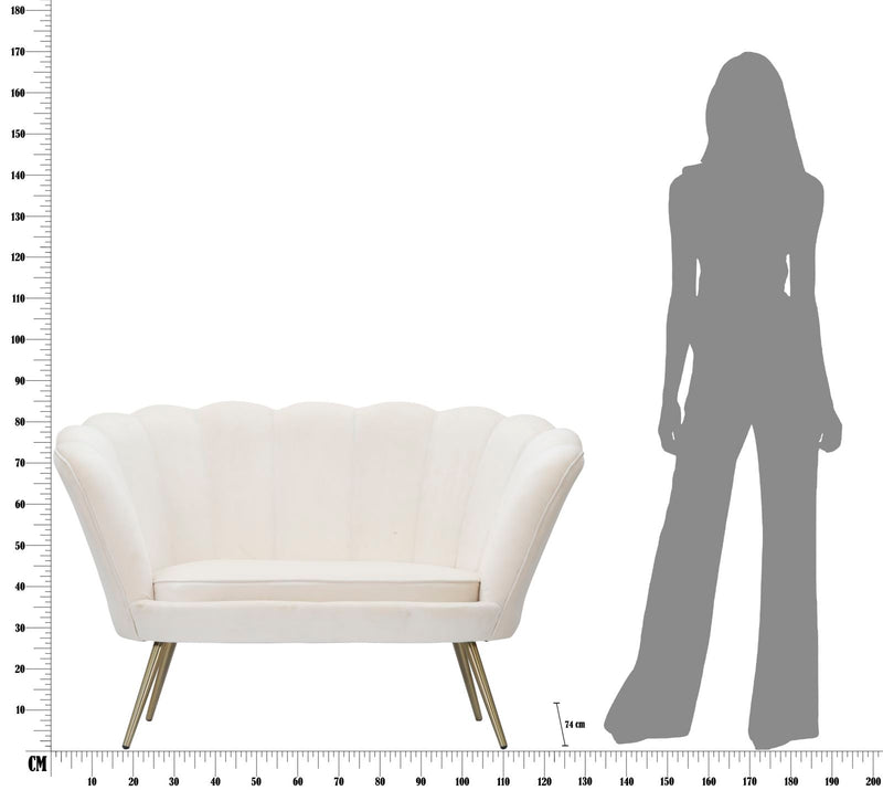 Canapea 2 Locuri Mauro Ferretti Vienna Crema  130X74X84 cm, Alb /Auriu