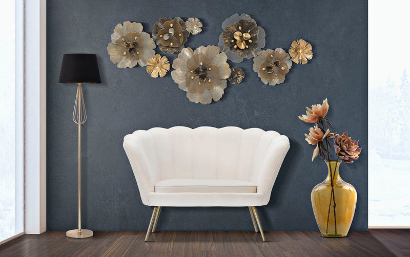 Canapea 2 Locuri Mauro Ferretti Vienna Crema  130X74X84 cm, Alb /Auriu