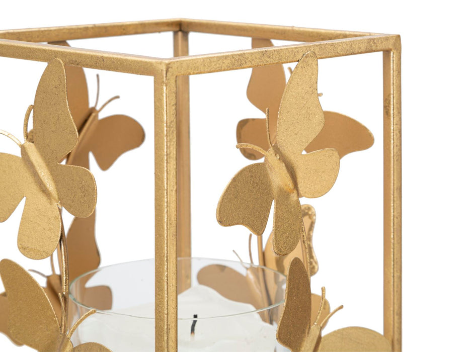 Suport Lumanare Mauro Ferretti Glam Butterfly  14X14X29  cm, Auriu