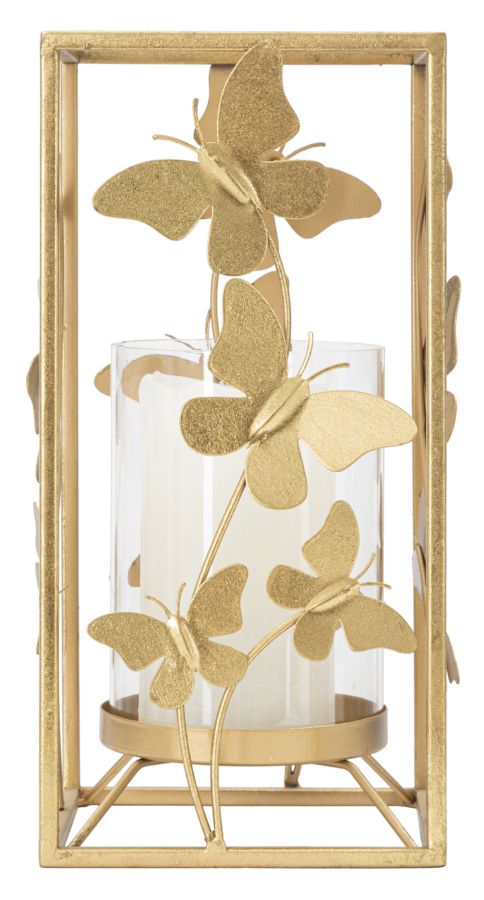 Suport Lumanare Mauro Ferretti Glam Butterfly  14X14X29  cm, Auriu