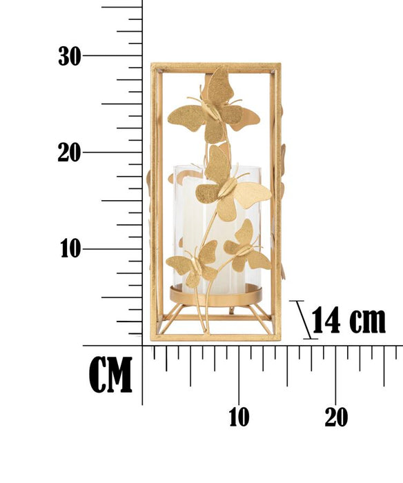 Suport Lumanare Mauro Ferretti Glam Butterfly  14X14X29  cm, Auriu