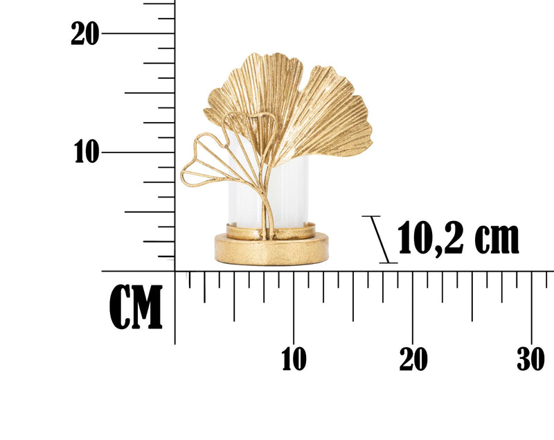 Suport Lumanare Mauro Ferretti  Leaf  17X10,2X18,2 Min 2 cm, Auriu