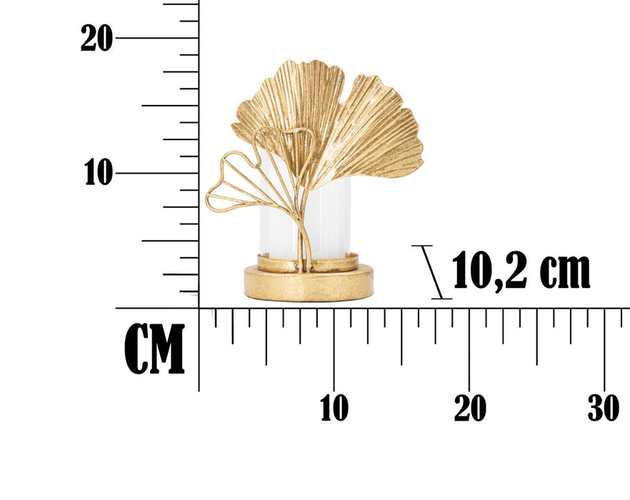 Suport Lumanare Mauro Ferretti  Leaf  17X10,2X18,2 Min 2 cm, Auriu