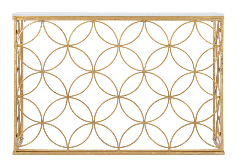 Consola Star Mauro Ferretti Marble 120X40X80 cm, Auriu/Alb