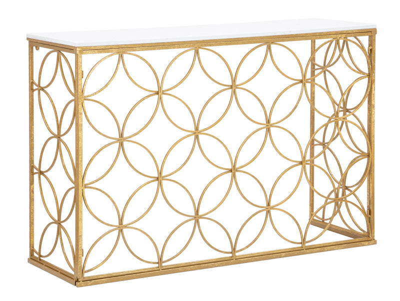 Consola Star Mauro Ferretti Marble 120X40X80 cm, Auriu/Alb