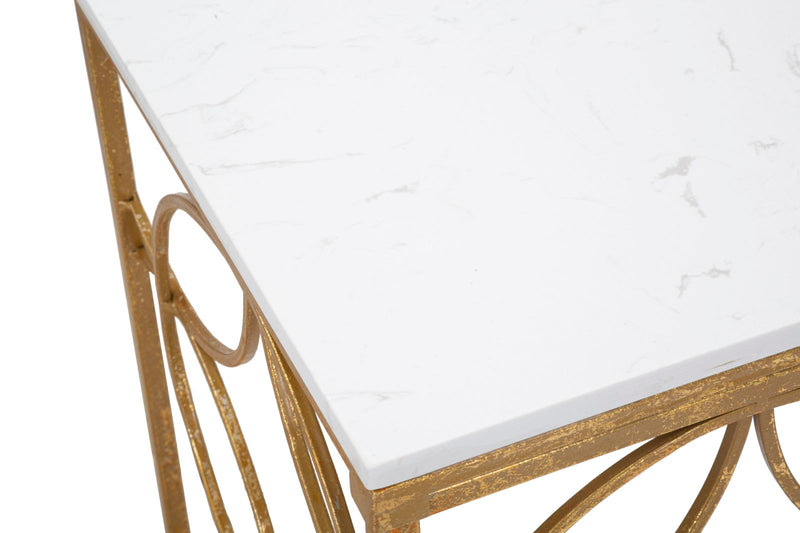 Consola Star Mauro Ferretti Marble 120X40X80 cm, Auriu/Alb