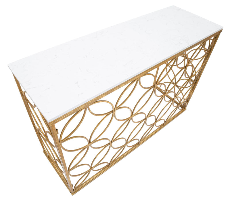 Consola Star Mauro Ferretti Marble 120X40X80 cm, Auriu/Alb