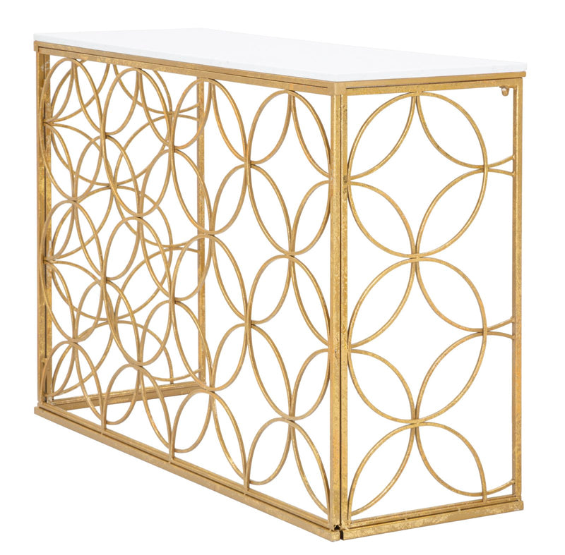 Consola Star Mauro Ferretti Marble 120X40X80 cm, Auriu/Alb