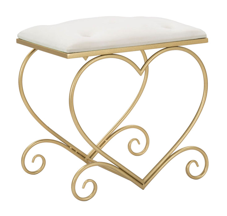 Taburet Mauro Ferretti Heart Crema  50X37,5X51,5 cm, Auriu/Roz