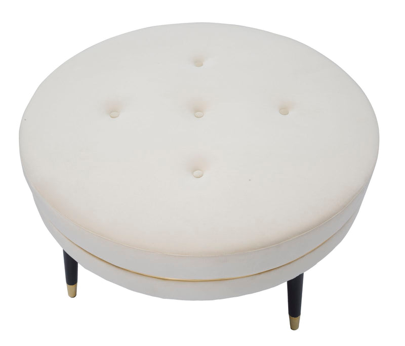 Puff Mauro Ferretti Paris Xxl Crema/Gold  Ø 90X46 cm, Crem/Negru / Auriu