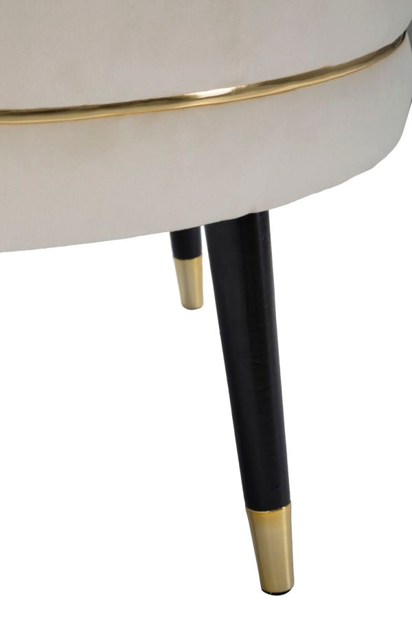 Puff Mauro Ferretti Paris Xxl Crema/Gold  Ø 90X46 cm, Crem/Negru / Auriu