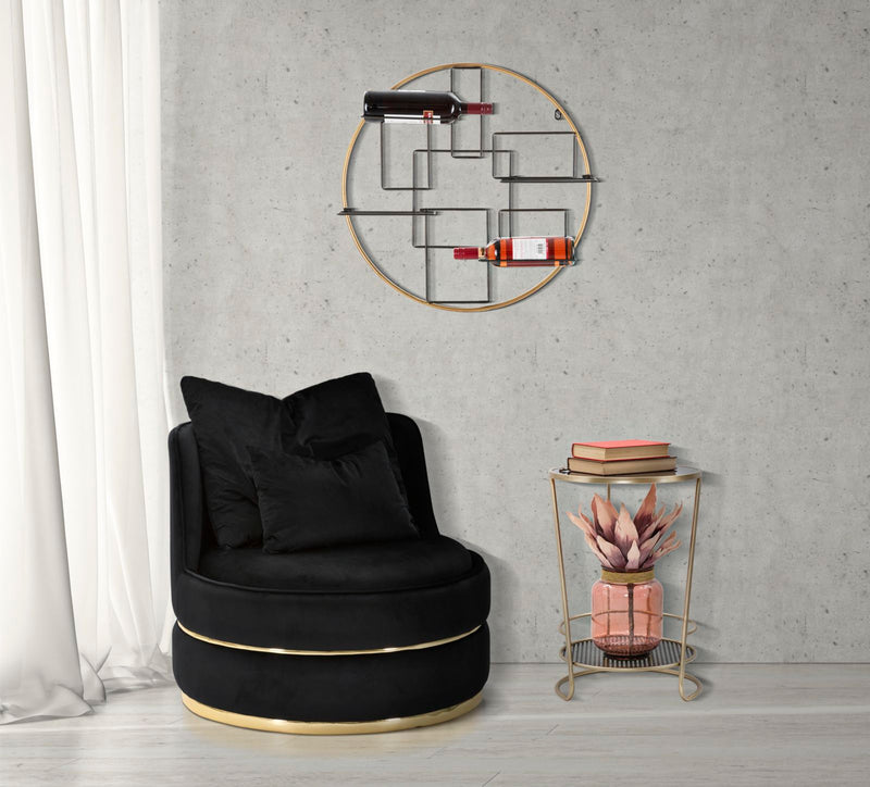 Fotoliu Mauro Ferreti Paris Space Nero/Auriu Ø 84X72 cm, Negru/ Auriu