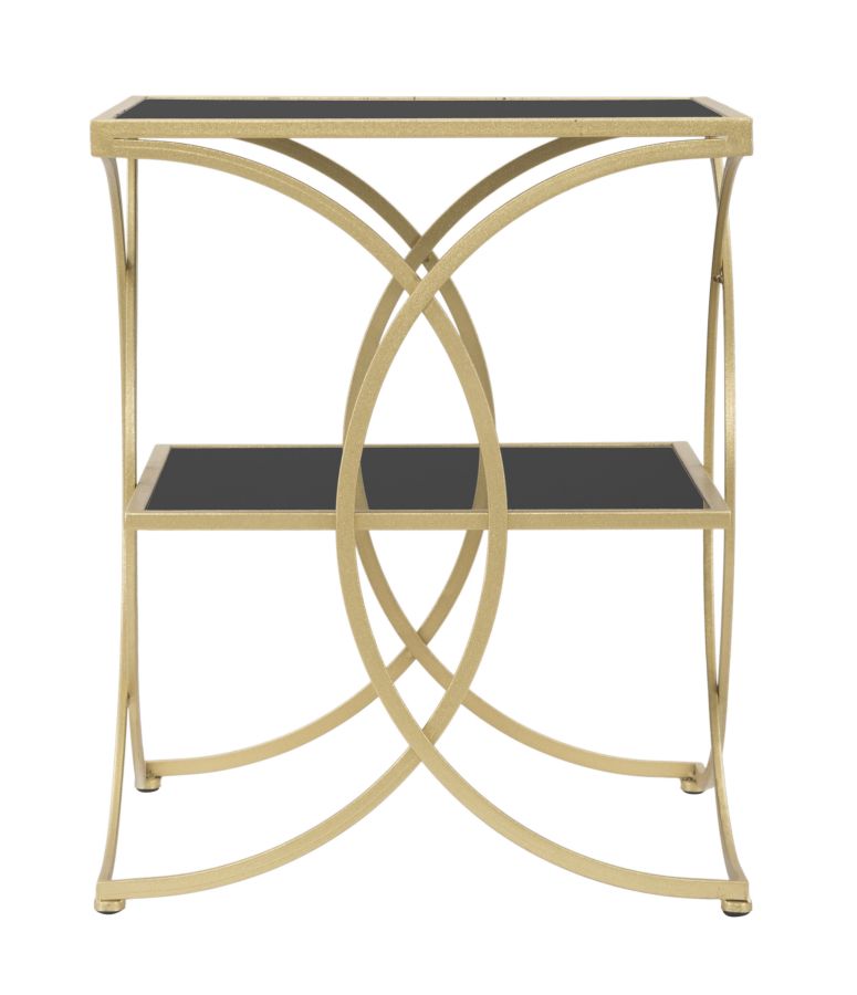 Masuta Laterala Mauro Ferretti Double  45X45X55 cm, Auriu/Negru