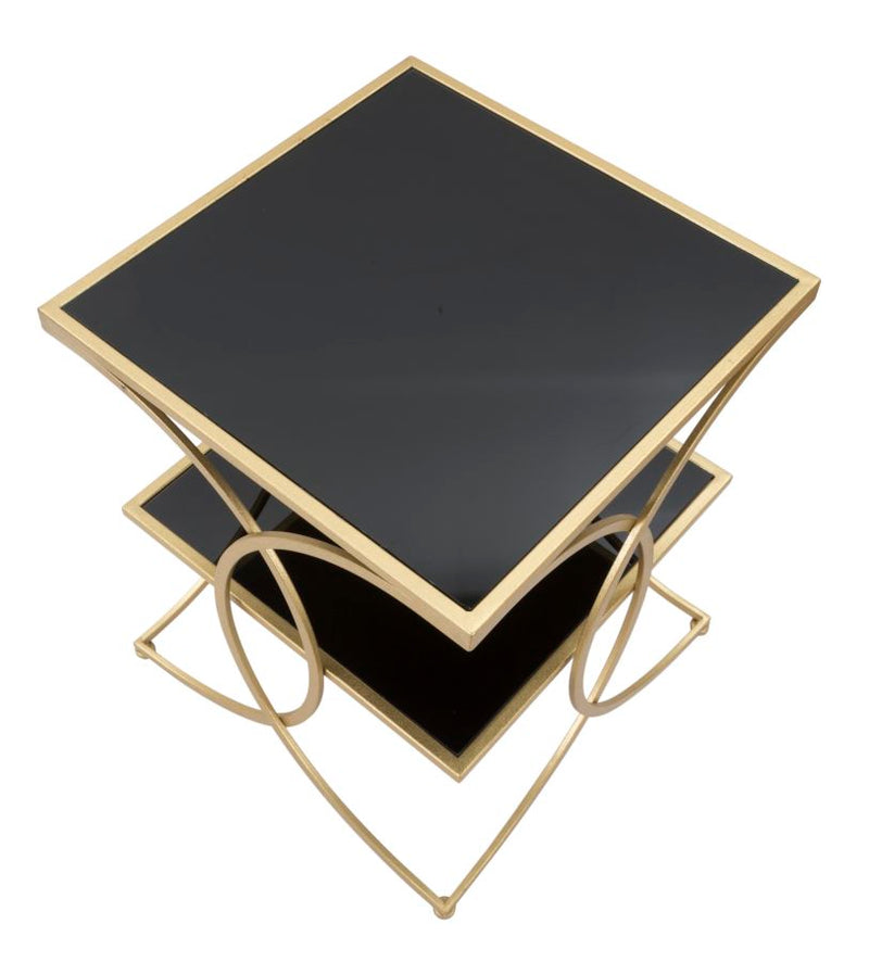 Masuta Laterala Mauro Ferretti Double  45X45X55 cm, Auriu/Negru