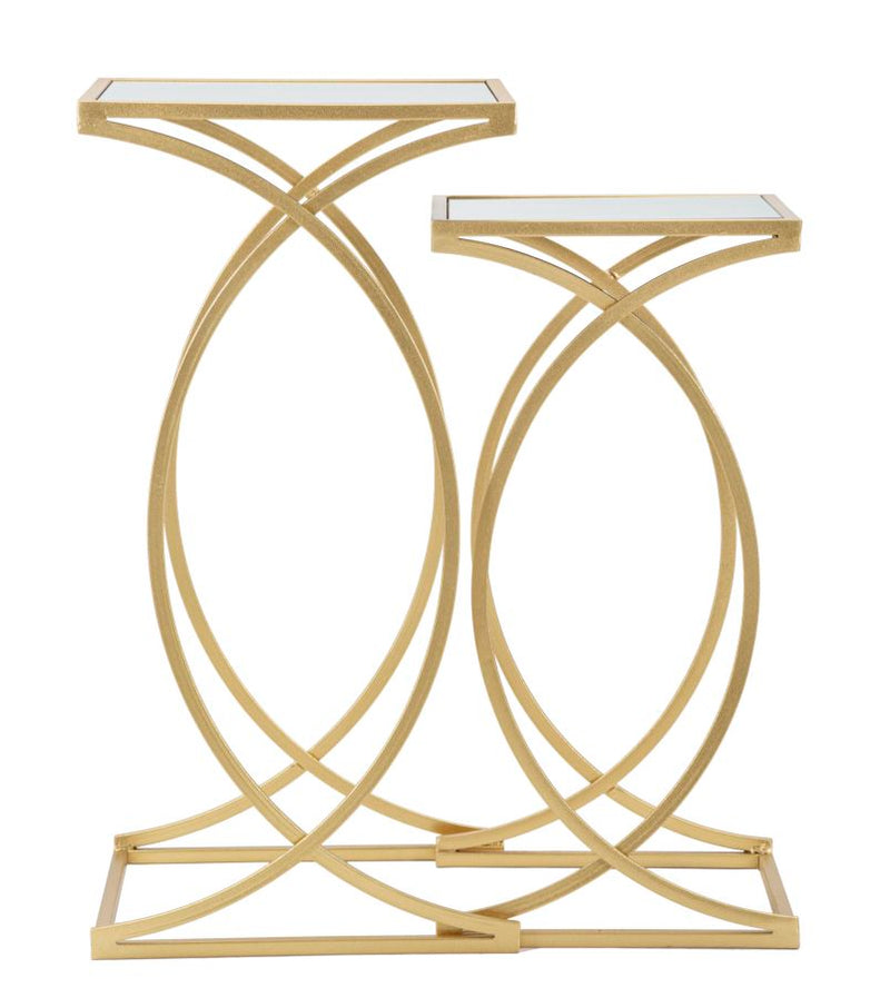 Set Masute Laterale Mauro Ferretti Siomply, 2 Piese, 35X35X70-30X30X60 cm, Auriu
