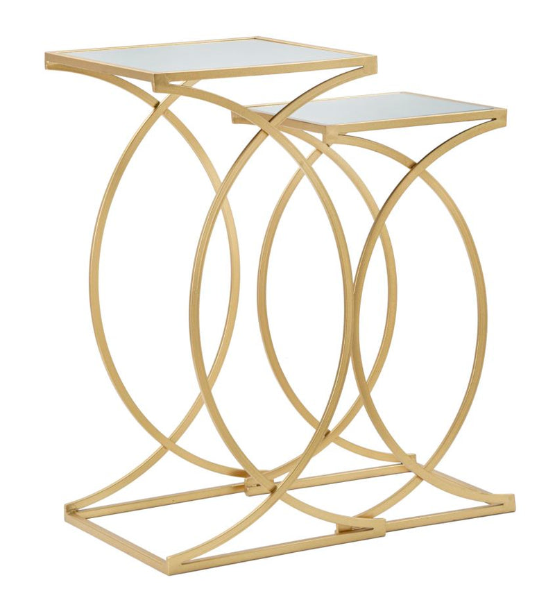Set Masute Laterale Mauro Ferretti Siomply, 2 Piese, 35X35X70-30X30X60 cm, Auriu
