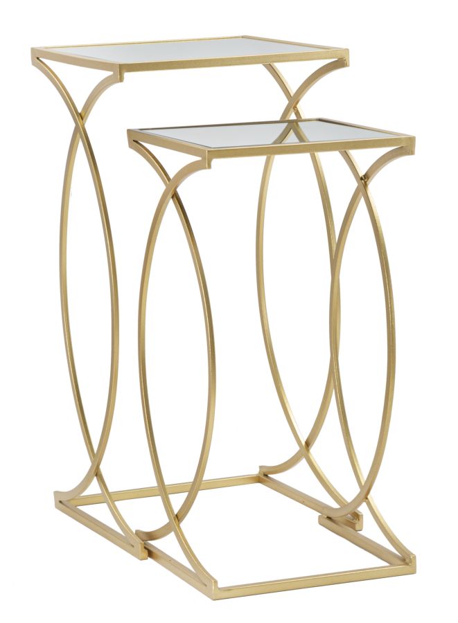 Set Masute Laterale Mauro Ferretti Siomply, 2 Piese, 35X35X70-30X30X60 cm, Auriu
