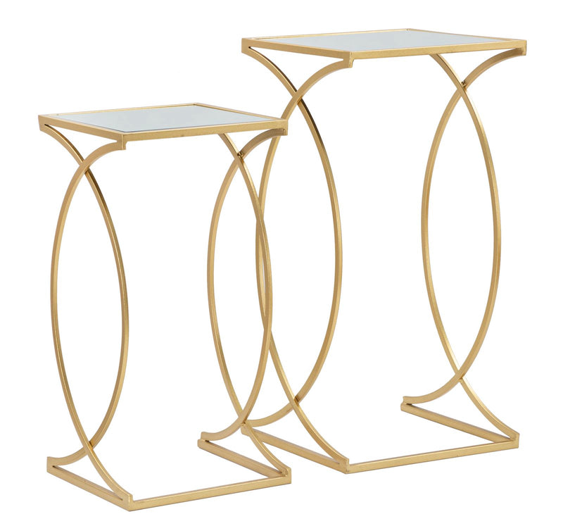 Set Masute Laterale Mauro Ferretti Siomply, 2 Piese, 35X35X70-30X30X60 cm, Auriu