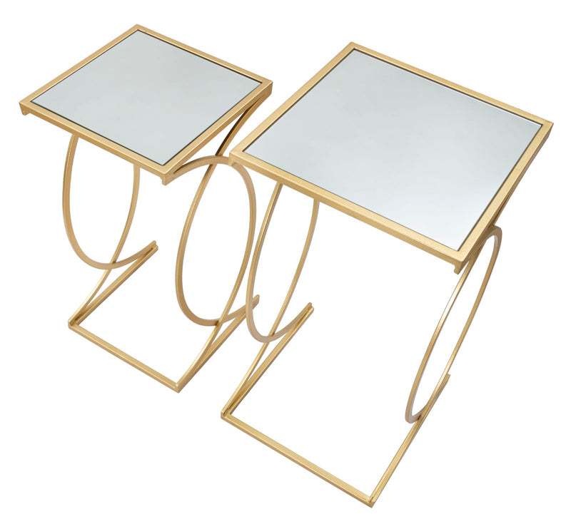 Set Masute Laterale Mauro Ferretti Siomply, 2 Piese, 35X35X70-30X30X60 cm, Auriu