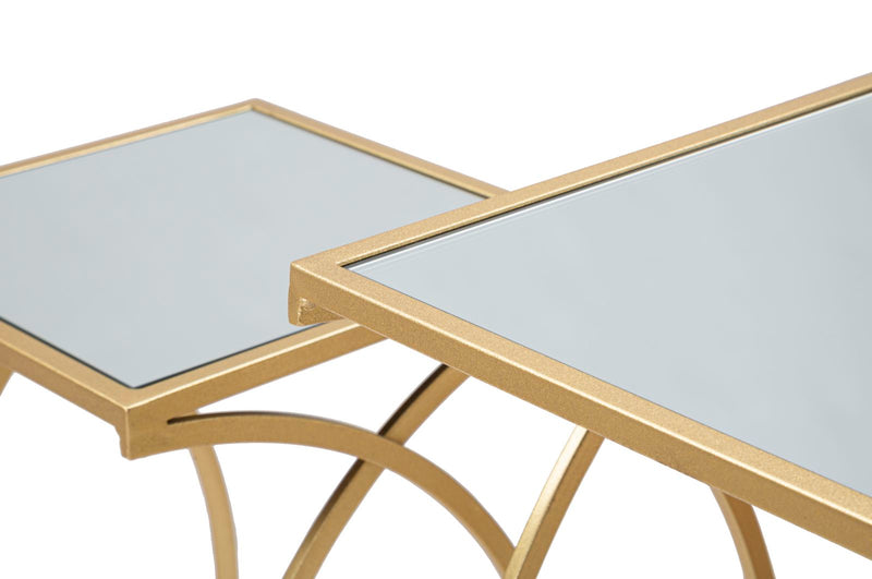 Set Masute Laterale Mauro Ferretti Siomply, 2 Piese, 35X35X70-30X30X60 cm, Auriu