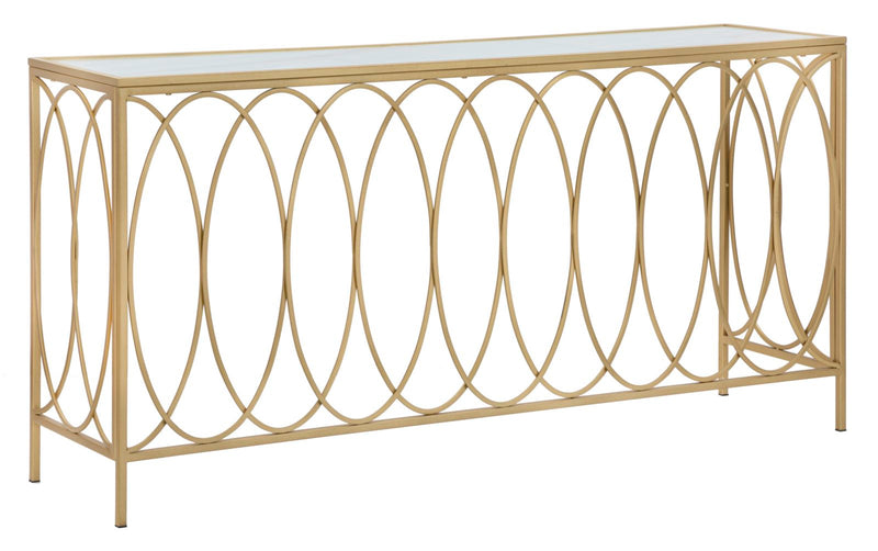 Consola Mauro Ferretti Arc Similmarble  160X40X79 cm, Auriu/Crem
