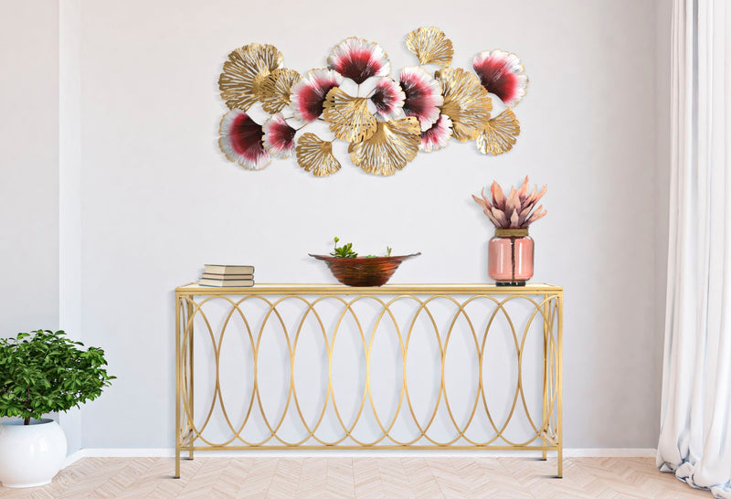 Consola Mauro Ferretti Arc Similmarble  160X40X79 cm, Auriu/Crem