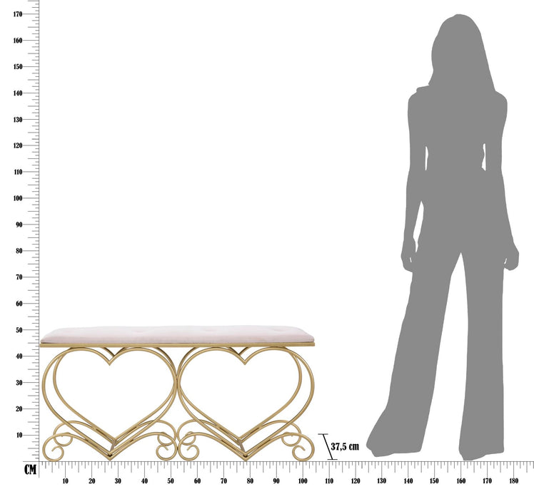 Bancheta Mauro Ferretti Heart Rosa  105X37,5X51,5 cm, Auriu/Roz