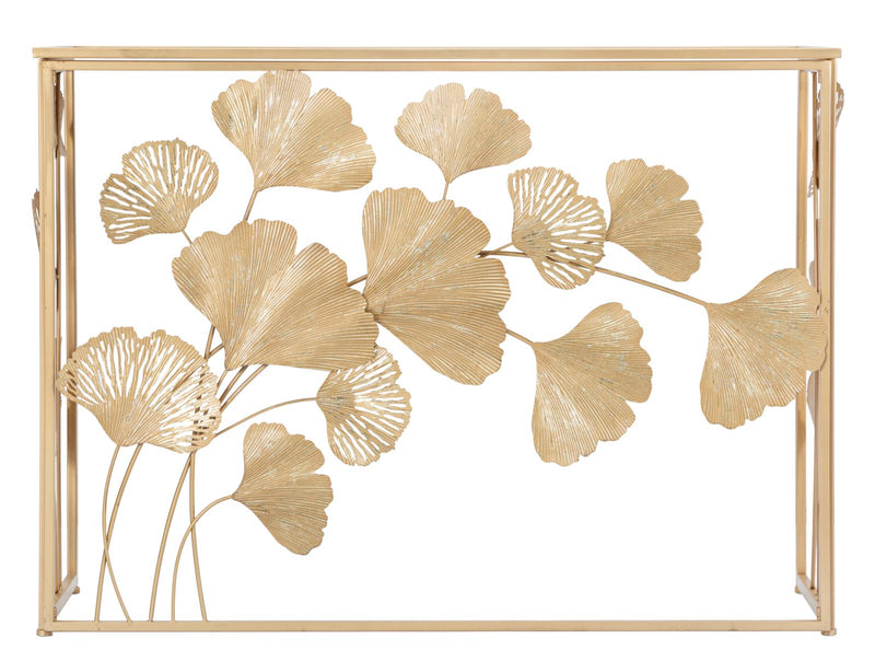 Consola Mauro Ferretti In Ferro Leaf 108X36, 5X80 cm, Auriu